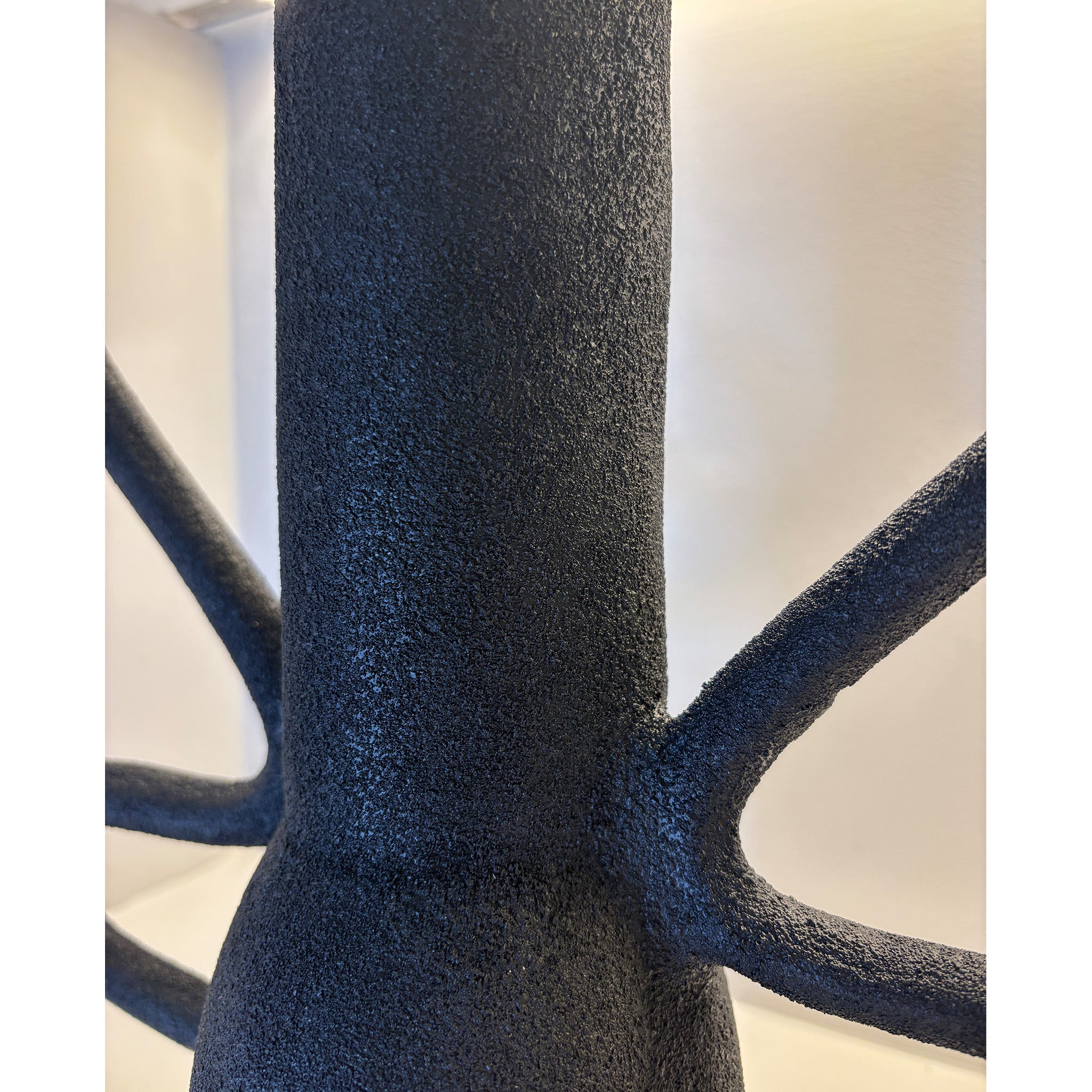 Wave Handle Textured Black Vase